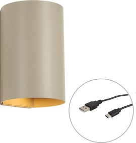 Modern fali lámpa taupe LED-del, 3 fokozatban szabályozható és újratölthető - Sabbir