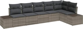 vidaXL Kerti Kanapé Szett tárolóval 6 pcs Szürke polirattan