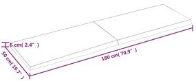 világosbarna kezelt tömör tölgyfa fali polc 180 x 50 x (2-6) cm