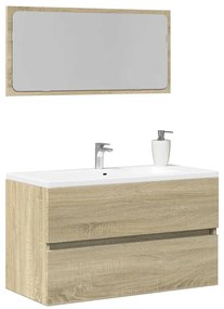 Sonoma tölgy tükrös fürdőszobaszekrény 80 x 38,5 x 45 cm