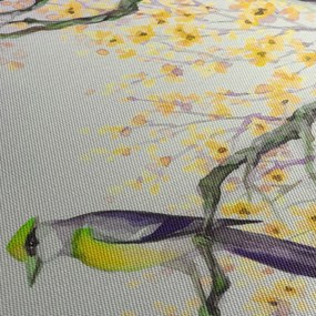 Kép - Akvarell madár a fán (órával) (90x30 cm)