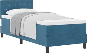 vidaXL Boxrugós ágy matracmal Sötét kék 80 x 200 cm Bársony