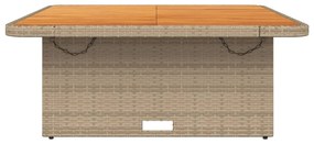 bézs polyrattan és akácfa kerti asztal 110 x 110 x 71 cm