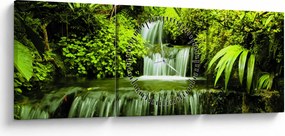 Kép - Indonéziai vízesések (órával) (90x30 cm)