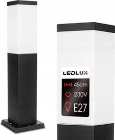 Kerti Lámpa Álló Oszlop LED-hez E27 45cm Fekete IP44 Dekoratív Kerti