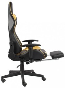 aranyszínű PVC forgó gamer szék lábtartóval