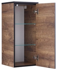Barna függő fürdőszoba szekrény tölgyfa dekorral 30x72 cm Set 374 - Pelipal