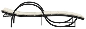 fekete polyrattan napozóágy párnával 60 x 199 x 42 cm