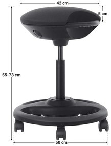Magas szék, Ergonomikus munkaszék széles üléssel, 10°-os dőlésszög 50 x 55-73 cm, fekete
