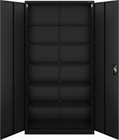 Magas fekete fém irodai szekrény, 1150x2200x400 mm: : JAN II H2200
