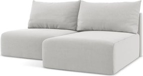 Világosszürke bársony kinyitható-tárolóhelyes sarokkanapé (jobb oldali-heverő résszel) Kalena – Makamii