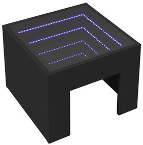 Fekete végtelen hatású LED-es éjjeliszekrény 40 x 40 x 30 cm