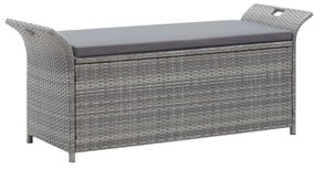 szürke polyrattan tárolópad párnával 138 cm