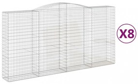 8 db íves horganyzott vas gabion kosár 400x50x200/220 cm