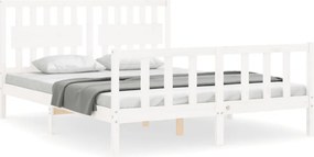 vidaXL fehér tömör fa ágykeret fejtámlával King Size