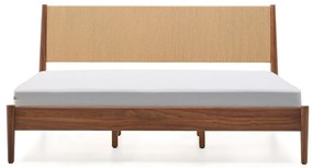 Sötétbarna diófa franciaágy ágyráccsal 180x200 cm Elan – Kave Home