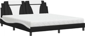vidaXL fekete és fehér műbőr ágy Viana matraccal 180 x 200 cm
