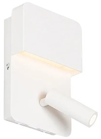 Fali lámpa fehér LED-del, USB-vel és olvasólámpával kapcsolóval - Robin