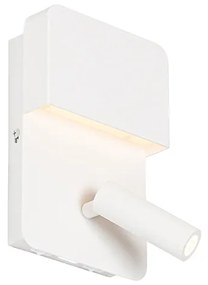 Modern fali lámpa fehér, LED-del USB-vel és olvasólámpával - Robin