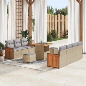 Kerti Kanapé Szett 10 pcs Beige és világosszürke