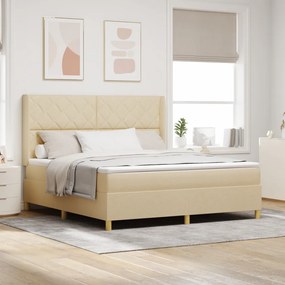 Boxspring Ágy Mattal és LED Fényekkel Krém 180x200 cm Textil