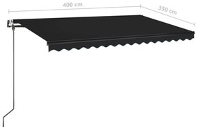 antracitszürke szélérzékelős és LED-es napellenző 400x350 cm