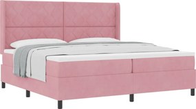 vidaXL Boxrugós ágy matracmal Rózsaszín 200 x 200 cm Bársony
