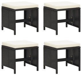 vidaXL 4 db fekete polyrattan kerti ülőke párnákkal