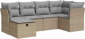 vidaXL 6 részes bézs polyrattan kerti ülőgarnitúra párnával