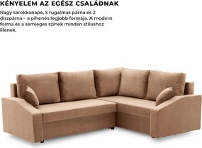 Grande Plus sarokkanapé, jobboldali, szövet anyag, barna