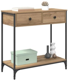vidaXL Konzolasztal fiókkal Artisan tölgy 75 x 34,5 x 75 cm Faanyag