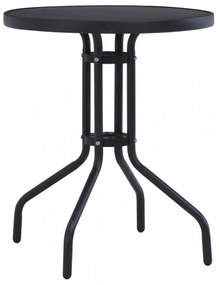 fekete acél és üveg kerti asztal 80 cm
