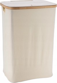 Zárható Textil Szennyestartó Kosár Bambusz Koronggal 7 L Bézs