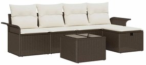 vidaXL Kerti Kanapé Szett párnával tárolóval 6 pcs Barna Poli rattan