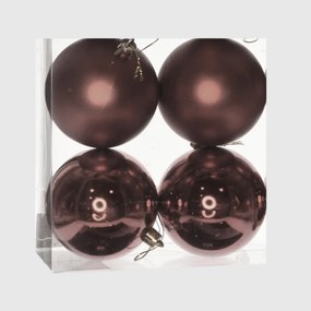 Barna műanyag karácsonyi gömb szett 4x10cm
