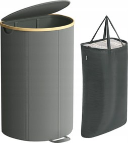 Anyaga összecsukható Szürke szennyestartó kosár 90 L kivehető betét
