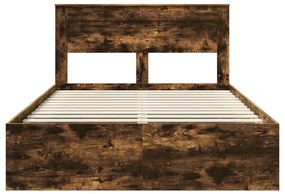 vidaXL Ágykeret matracmal Füstölt tölgy 150 x 200 cm Tömör fenyőfa