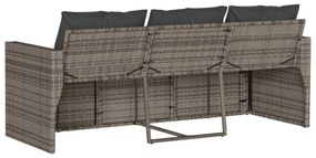 vidaXL 3 személyes szürke polyrattan kerti kanapé párnával