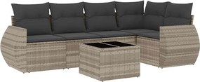 vidaXL 6 részes világosszürke polyrattan kerti ülőgarnitúra párnákkal