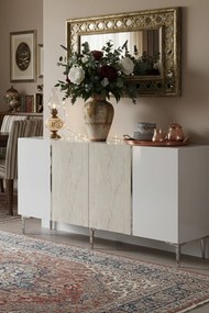 Poli 150 - White, Travertine, Silver