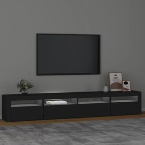 fekete TV-szekrény LED-lámpákkal 240x35x40 cm