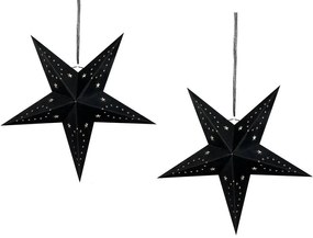 Fekete Bársonyborítású LED-es Papírcsillag Kétdarabos Szettben 45 cm MOTTI Beliani