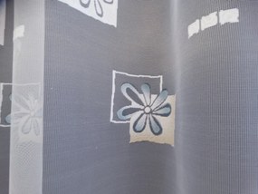 Mg Függöny 125/809 Fehér virágos bézs kék 300x250cm Kész Szalaggal M