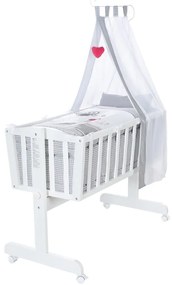 Fehér gurulós baldachinos bölcső 40x90 cm Adam &amp; Eule – Roba