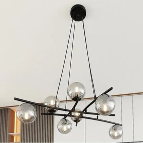 Csillár zsinóron ESSA 8xE14/10W/230V fekete/füstös