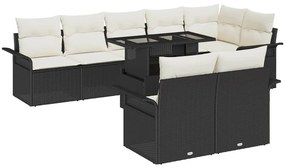 vidaXL Kerti Kanapé Szett párnával tárolóval 9 pcs Fekete Poli rattan