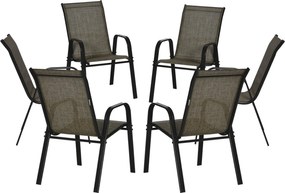 Outsunny 6 darabos Kisegítő Térmegtakarító Kerti Szék Készlet, Fém Karfás Kültéri Székek Lélegző Szövetből, Barna | Aosom
