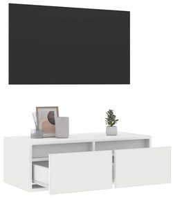 TV szekrény LED világítással fehér 75x35,5x25 cm