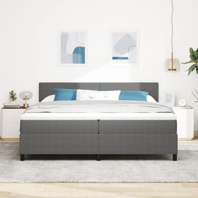 Boxspring Ágy matraccal &amp; LED világosszürke 200x200 cm kordbársony