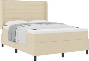 vidaXL Boxrugós ágy matracmal fejtámlával Krém 140 x 190 cm szövet